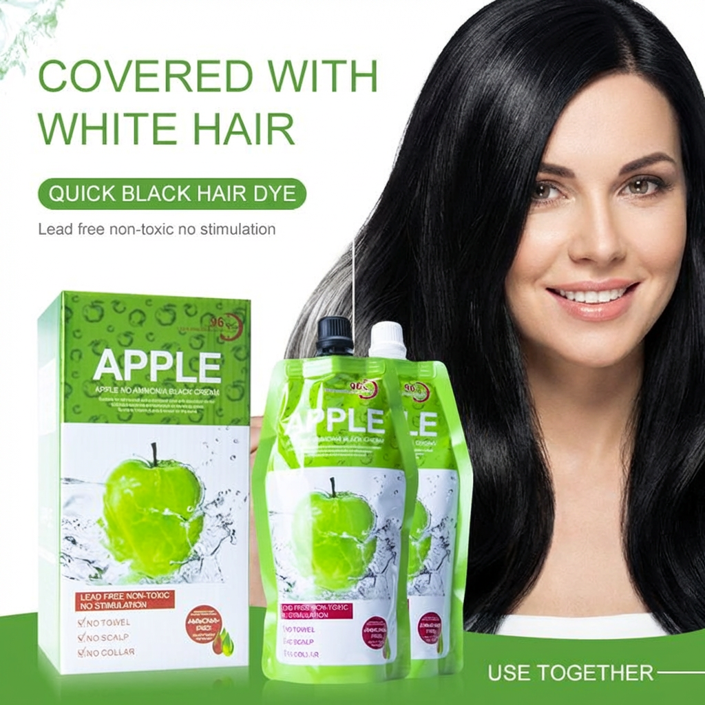 Apple Ammonia-Free Black Hair Cream-(1000ML)