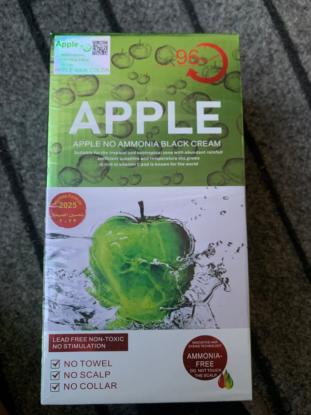 Apple Hair Color 96 Natural Black Cream – 1000ML| Gives Your Hair’s Natural Shine